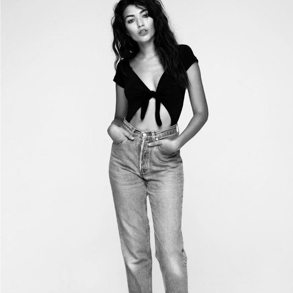 Motel Rocks Yayo Cutout Tie Front Bodysuit in Red